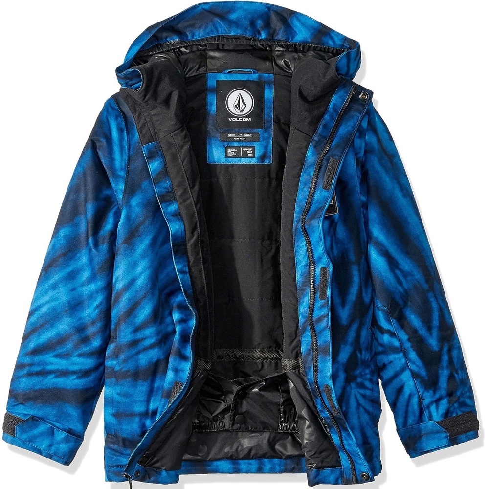 Volcom Boys' Big Ripley Insulated Relaxed Fit Snow Jacket, Blue & Black, L/12Y